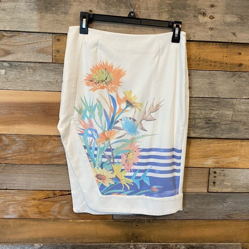 Ivory high waist pencil skirt